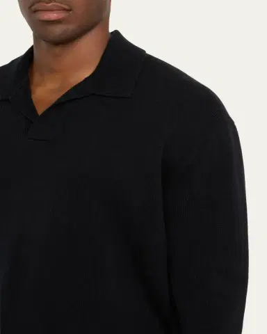FRAME Men's Wool-Silk Polo Sweater | Thumbnail 9