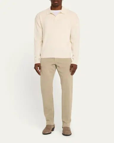 FRAME Men's Wool-Silk Polo Sweater | Thumbnail 10
