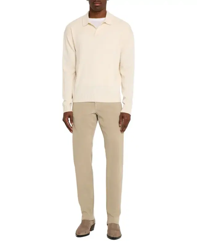 Men's Wool-Silk Polo Sweater