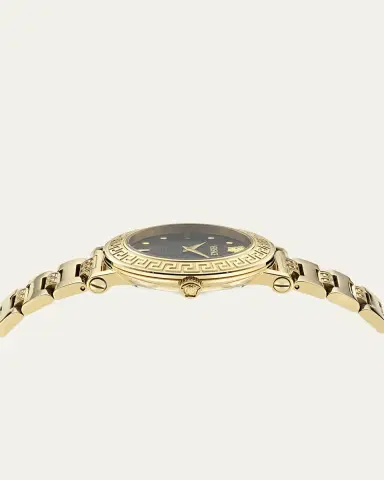 Versace 35mm Greca Sphere Watch with Bracelet Strap, Gold/Black | Thumbnail 3