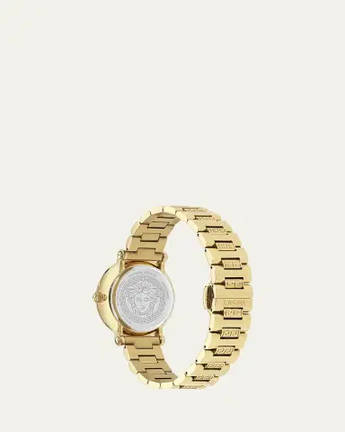 Versace 35mm Greca Sphere Watch with Bracelet Strap, Gold/Black | Thumbnail 4