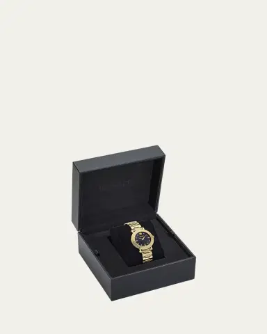 Versace 35mm Greca Sphere Watch with Bracelet Strap, Gold/Black | Thumbnail 5