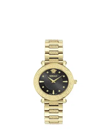 Versace 35mm Greca Sphere Watch with Bracelet Strap, Gold/Black | Thumbnail 1