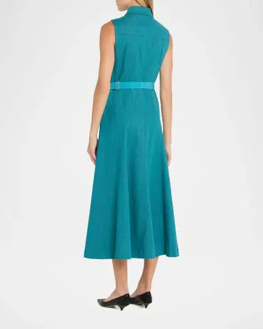 Akris Sleeveless Belted Denim Midi Shirtdress | Thumbnail 3