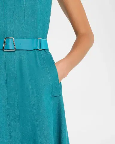 Akris Sleeveless Belted Denim Midi Shirtdress | Thumbnail 4