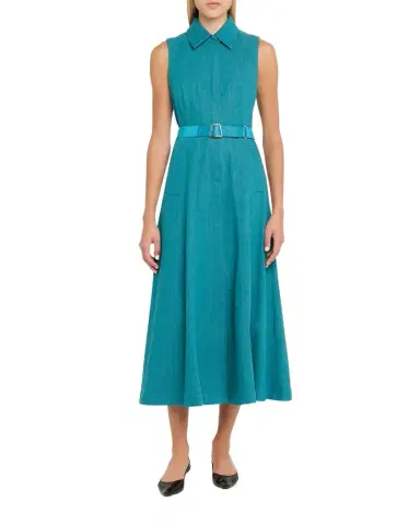 Akris Sleeveless Belted Denim Midi Shirtdress | Thumbnail 1