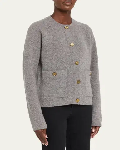 TOTEME Cashmere-Wool Hammered Button Cardigan | Thumbnail 4