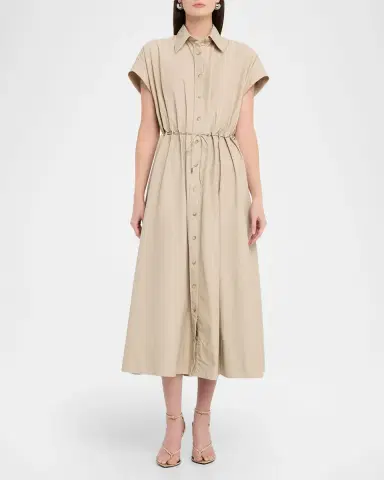 Brandon Maxwell Blake Cap-Sleeve Drawstring Midi Shirtdress | Thumbnail 6 Brandon Maxwell Blake Cap-Sleeve Drawstring Midi Shirtdress | Thumbnail 6