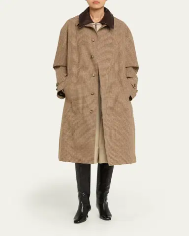 Brandon Maxwell Quinn Houndstooth Single-Breasted Driving Coat | Thumbnail 2 Brandon Maxwell Quinn Houndstooth Single-Breasted Driving Coat | Thumbnail 2