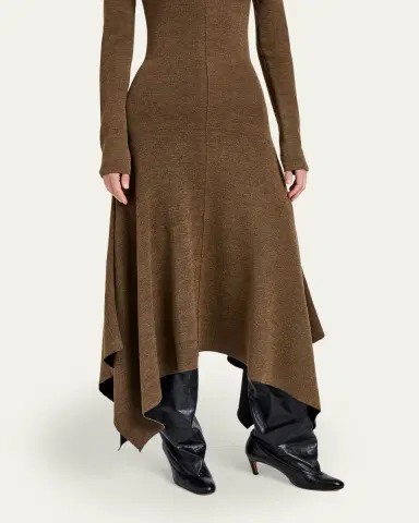 Proenza Schouler Romi Long-Sleeve Textured Sculpted Viscose Dress | Thumbnail 4 Proenza Schouler Romi Long-Sleeve Textured Sculpted Viscose Dress | Thumbnail 4