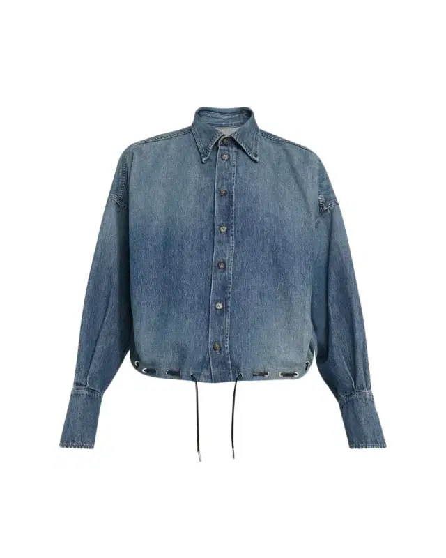 Leland Denim Drawstring Bubble Shirt