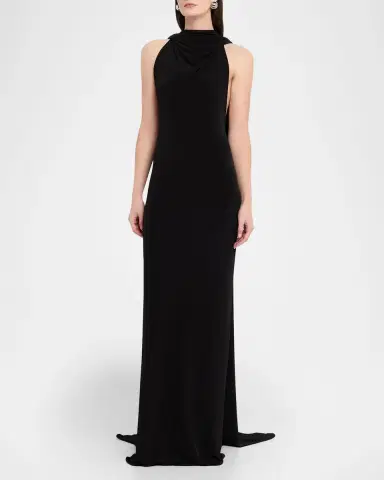 Brandon Maxwell Presley High-Neck Sleeveless Cape Gown | Thumbnail 8 Brandon Maxwell Presley High-Neck Sleeveless Cape Gown | Thumbnail 8