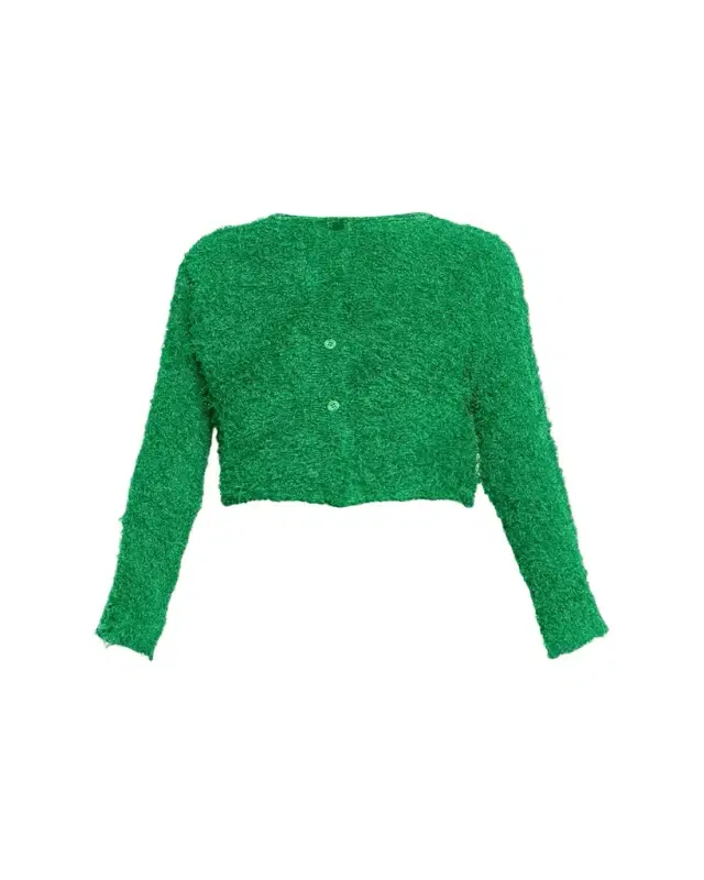 Issey Miyake Shifted Fuzzy Pleated Cardigan