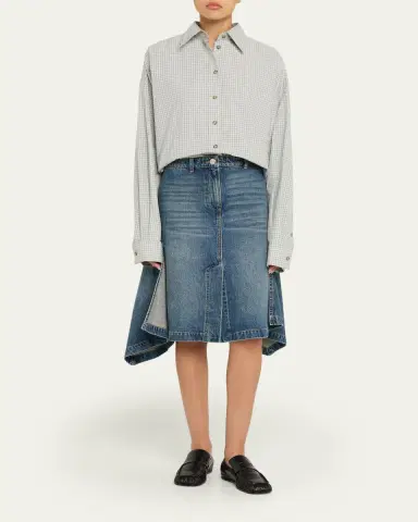 Brandon Maxwell Harvey Check Button-Down Boyfriend Shirt | Thumbnail 2 Brandon Maxwell Harvey Check Button-Down Boyfriend Shirt | Thumbnail 2