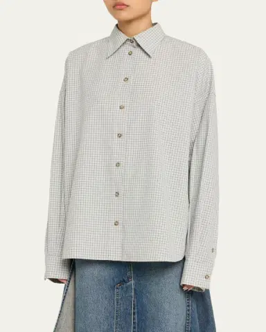 Brandon Maxwell Harvey Check Button-Down Boyfriend Shirt | Thumbnail 4 Brandon Maxwell Harvey Check Button-Down Boyfriend Shirt | Thumbnail 4