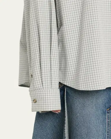 Brandon Maxwell Harvey Check Button-Down Boyfriend Shirt | Thumbnail 5 Brandon Maxwell Harvey Check Button-Down Boyfriend Shirt | Thumbnail 5