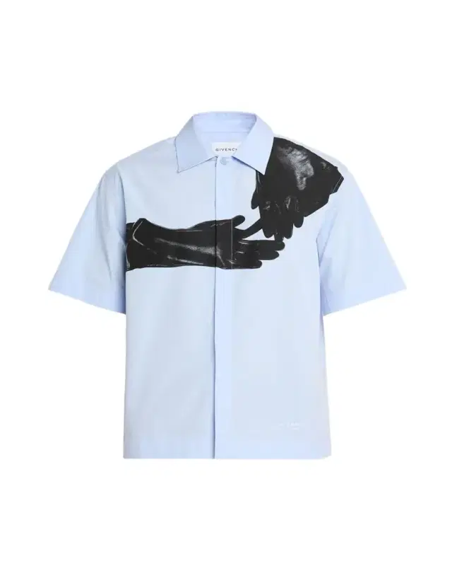 Men's Poplin Short-Sleeve Shirt with Surrealism Print