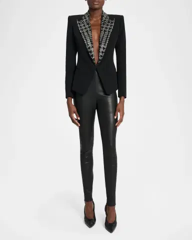 Balmain Embroidered Lapels Single-Breasted Jacket | Thumbnail 6 Balmain Embroidered Lapels Single-Breasted Jacket | Thumbnail 6