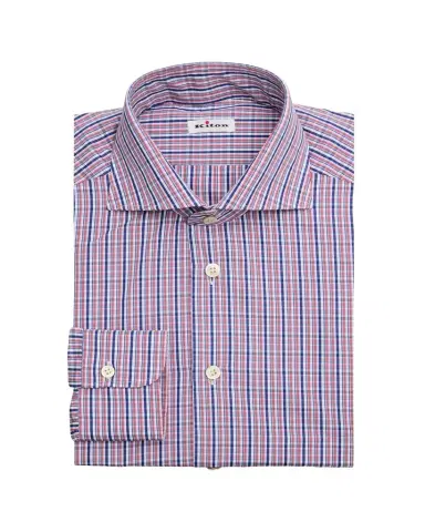 Kiton Men's Graph Check Cotton Dress Shirt | Thumbnail 1