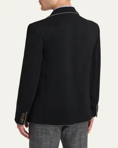 Valentino Garavani Men's Valentino Single Breasted Wool Jacket with Logo Patch | Thumbnail 3