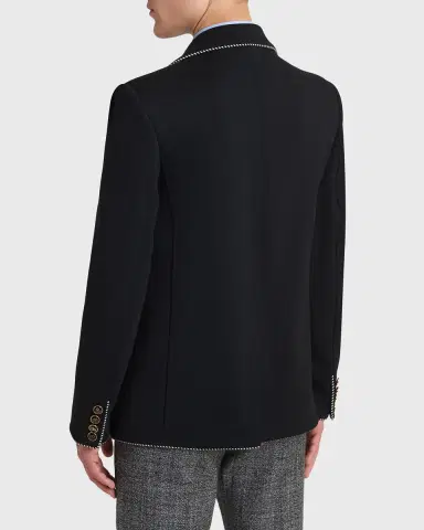 Valentino Garavani Men's Valentino Single Breasted Wool Jacket with Logo Patch | Thumbnail 7