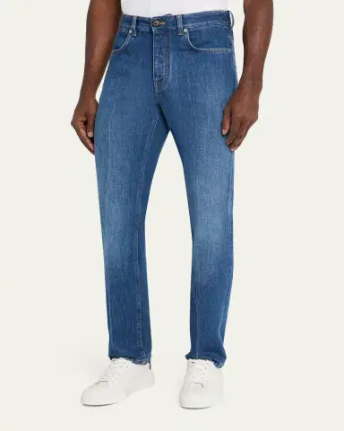 Givenchy Men's Shadow-Wash Slim Straight-Leg Jeans | Thumbnail 4 Givenchy Men's Shadow-Wash Slim Straight-Leg Jeans | Thumbnail 4