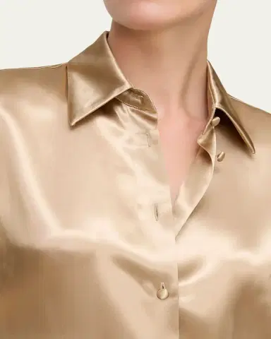 Lafayette 148 New York Cinched Button-Down Shiny Viscose Blouse | Thumbnail 5 Lafayette 148 New York Cinched Button-Down Shiny Viscose Blouse | Thumbnail 5
