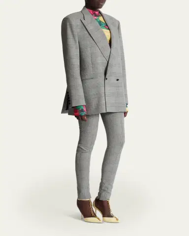 Balmain Prince Of Wales Double-Breasted Blazer Jacket | Thumbnail 2 Balmain Prince Of Wales Double-Breasted Blazer Jacket | Thumbnail 2