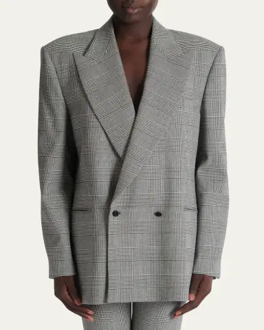 Balmain Prince Of Wales Double-Breasted Blazer Jacket | Thumbnail 4 Balmain Prince Of Wales Double-Breasted Blazer Jacket | Thumbnail 4