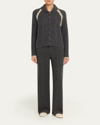 Guest In Residence Tailored Cable Wool-Cashmere Trousers | Thumbnail 2 Guest In Residence Tailored Cable Wool-Cashmere Trousers | Thumbnail 2