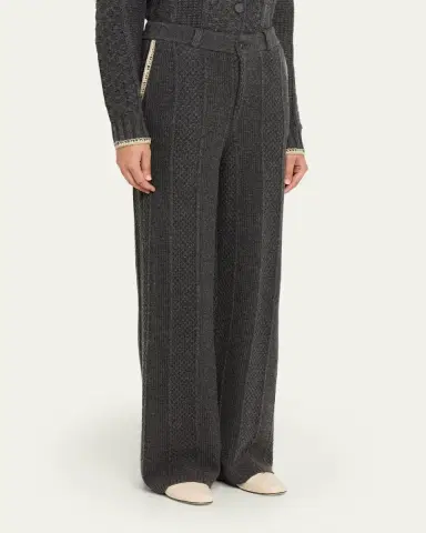 Guest In Residence Tailored Cable Wool-Cashmere Trousers | Thumbnail 4 Guest In Residence Tailored Cable Wool-Cashmere Trousers | Thumbnail 4