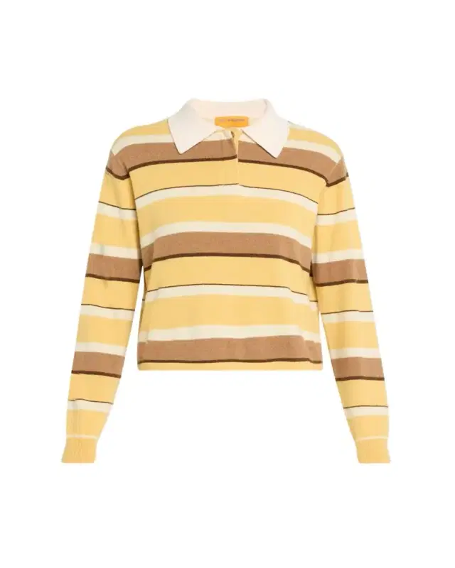 Cropped Stripe Rugby Cashmere Polo