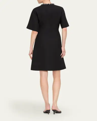 Lafayette 148 New York Rhinestone-Collar Crepe Shift Dress | Thumbnail 3