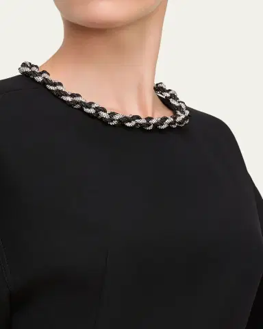 Lafayette 148 New York Rhinestone-Collar Crepe Shift Dress | Thumbnail 4