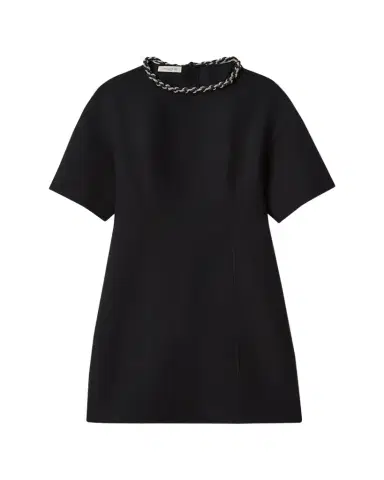 Lafayette 148 New York Rhinestone-Collar Crepe Shift Dress | Thumbnail 1