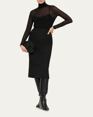 Lafayette 148 New York Crystal-Embellished Crepe Midi Skirt | Thumbnail 2 Lafayette 148 New York Crystal-Embellished Crepe Midi Skirt | Thumbnail 2