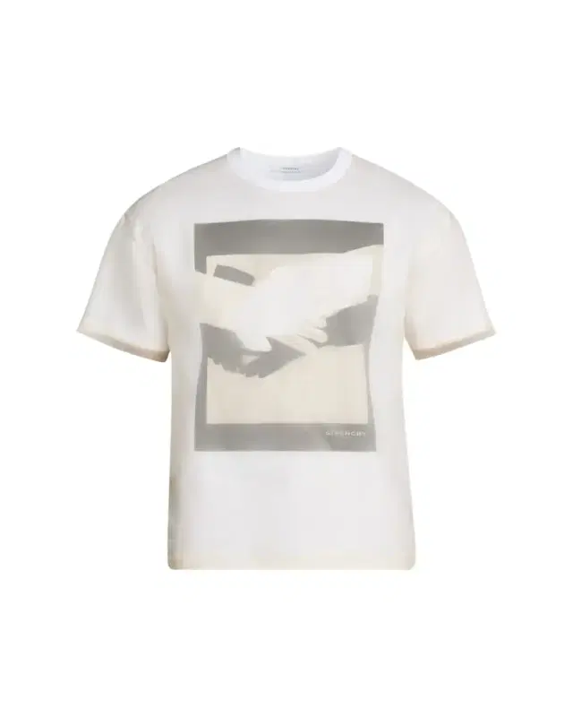 en's Layered Cotton and Organza T-Shirt with Surrealism Print