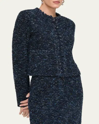 Lafayette 148 New York Pom Pom-Trim Boucle Tweed Jacket | Thumbnail 4 Lafayette 148 New York Pom Pom-Trim Boucle Tweed Jacket | Thumbnail 4