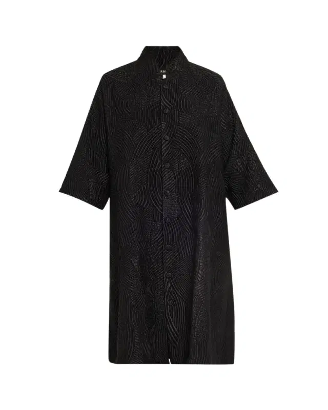 Silk Wool Wide A-Line Chinese Collar Jacket