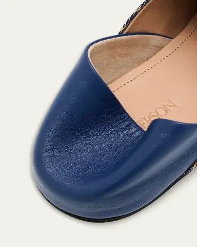 JW Anderson Babouche Collapsible-Heel Leather and Striped Linen Flats | Thumbnail 5 JW Anderson Babouche Collapsible-Heel Leather and Striped Linen Flats | Thumbnail 5