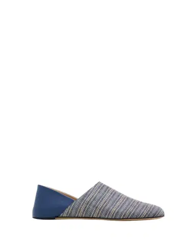 JW Anderson Babouche Collapsible-Heel Leather and Striped Linen Flats | Thumbnail 1 JW Anderson Babouche Collapsible-Heel Leather and Striped Linen Flats | Thumbnail 1