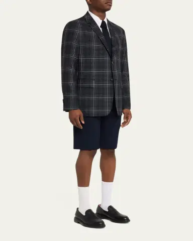 Thom Browne Men's Wool Windowpane Plaid Sport Coat | Thumbnail 2 Thom Browne Men's Wool Windowpane Plaid Sport Coat | Thumbnail 2