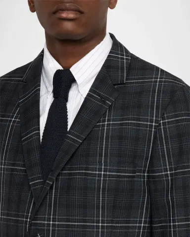 Thom Browne Men's Wool Windowpane Plaid Sport Coat | Thumbnail 9 Thom Browne Men's Wool Windowpane Plaid Sport Coat | Thumbnail 9