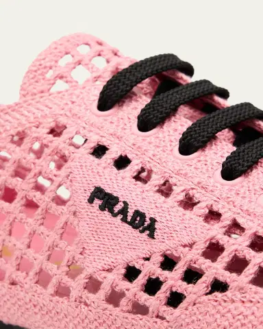 Prada Metallic Crochet Low-Top Sneakers | Thumbnail 3