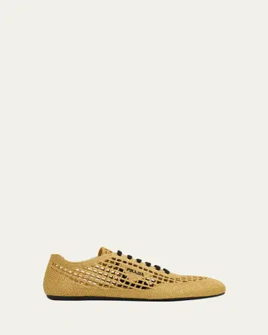 Prada Metallic Crochet Low-Top Sneakers | Thumbnail 4
