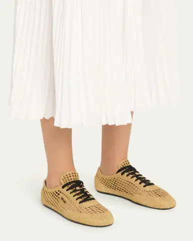 Prada Metallic Crochet Low-Top Sneakers | Thumbnail 5