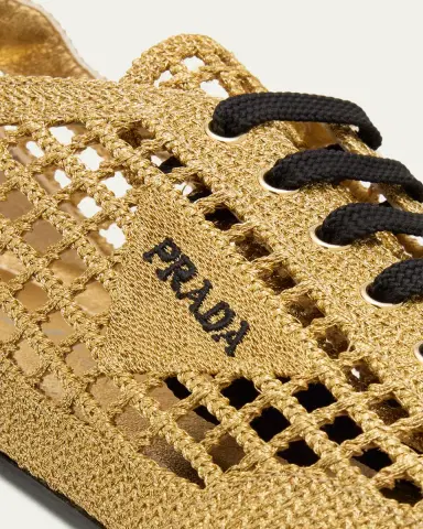 Prada Metallic Crochet Low-Top Sneakers | Thumbnail 8