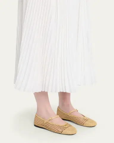 Prada Triangle Logo Metallic Crochet Mary Jane Ballerina Flats | Thumbnail 2 Prada Triangle Logo Metallic Crochet Mary Jane Ballerina Flats | Thumbnail 2