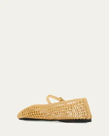 Prada Triangle Logo Metallic Crochet Mary Jane Ballerina Flats | Thumbnail 4 Prada Triangle Logo Metallic Crochet Mary Jane Ballerina Flats | Thumbnail 4