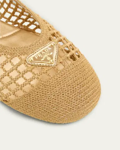 Prada Triangle Logo Metallic Crochet Mary Jane Ballerina Flats | Thumbnail 5 Prada Triangle Logo Metallic Crochet Mary Jane Ballerina Flats | Thumbnail 5